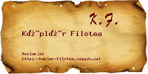 Káplár Filotea névjegykártya